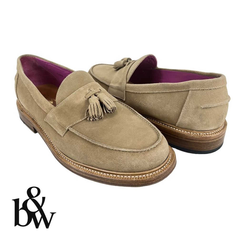 Blackstock & Weber Men 12 Clásico Sand Suede Tassel‎ Loafers